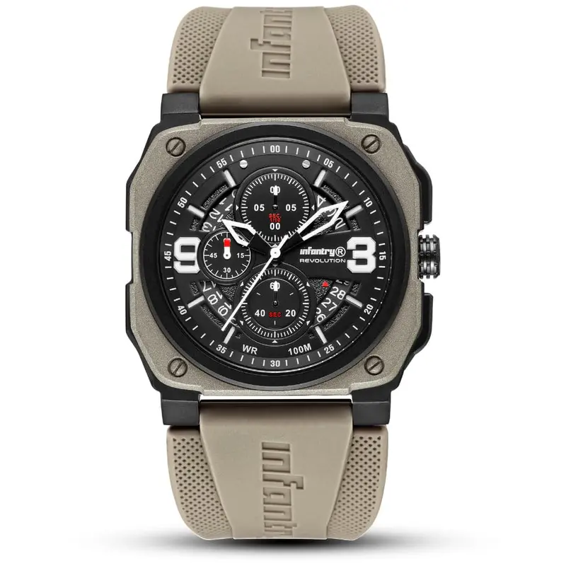 Infantry Revolution Series The Chrono Mater Dessert Silicone Strap Men Watch Revo-Chr-03-V3 1