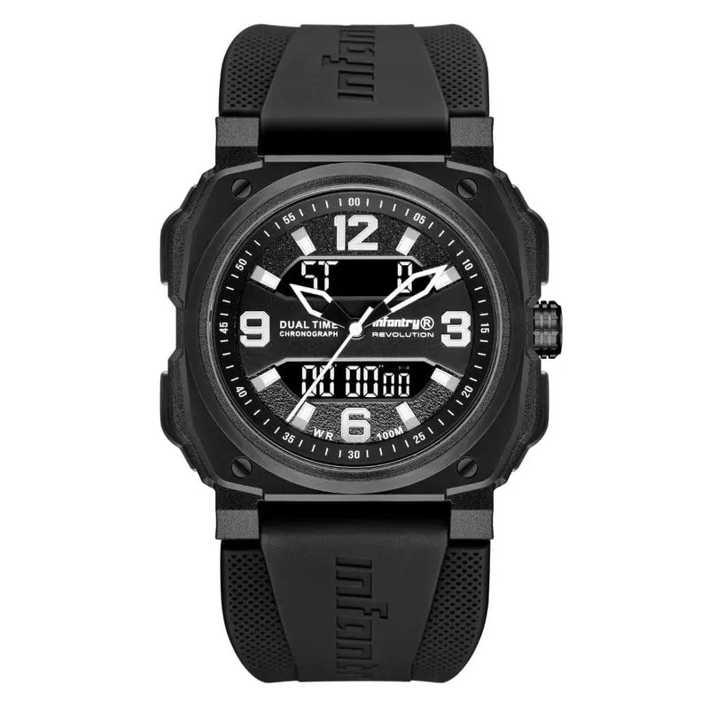 Infantry Revolution Series The Dual Timer (Black) Silicone Strap Men Watch Revo-Ad-42Black 1
