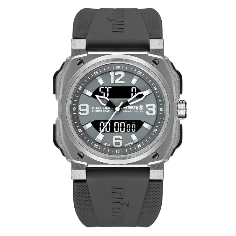 Infantry Revolution Series The Dual Timer (Grey) Silicone Strap Men Watch Revo-Ad-01-V2 1