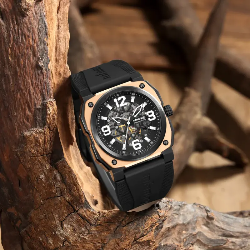 Infantry Revolution The Skeleton Black Silicone Strap Men Watch Revo-Skl-02-V2 1