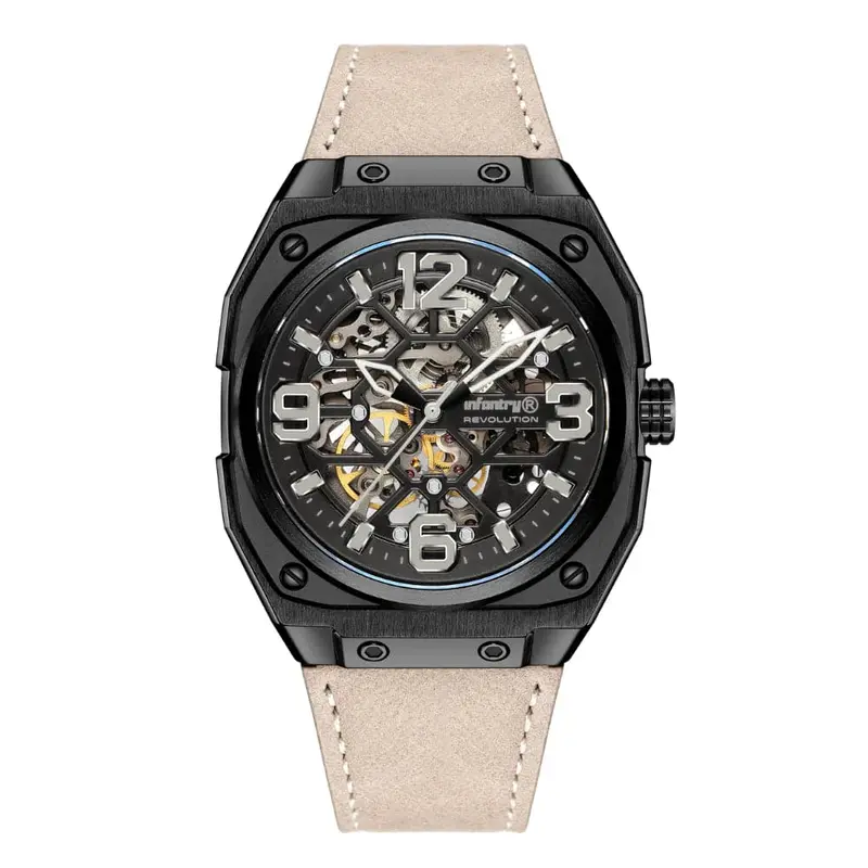 Infantry Revolution The Skyster Brown Leather Strap Men Watch Revo-Mod-02-C 1
