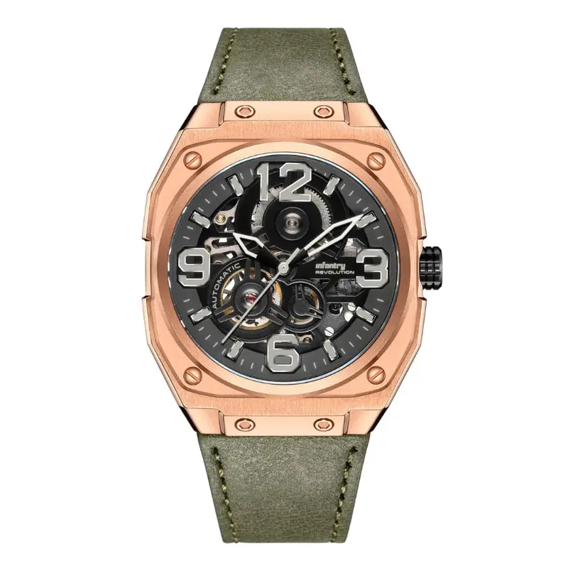 Infantry Revolution The Skyster Olive Leather Strap Men Watch Revo-Mod-05-C 1