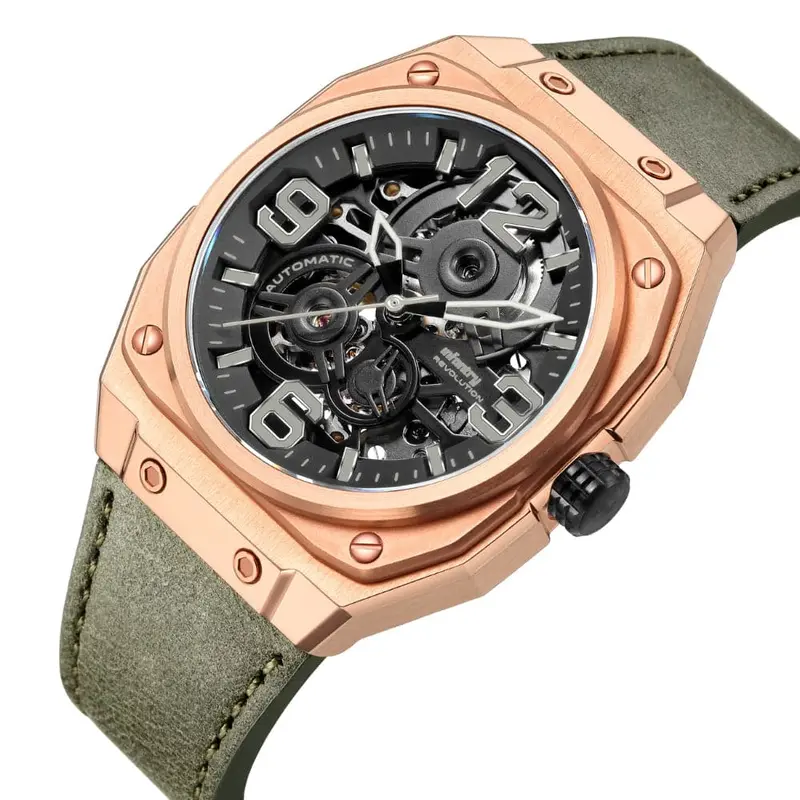 Infantry Revolution The Skyster Olive Leather Strap Men Watch Revo-Mod-05-C 2