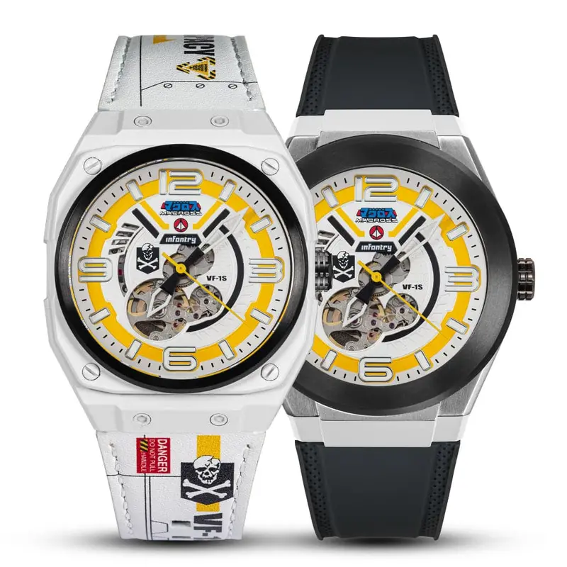 Infantry The Macross Roy Fokker Limited Edition Leather & Silicone Strap Men Watch Mod42-Mac-Set-Y-C 1