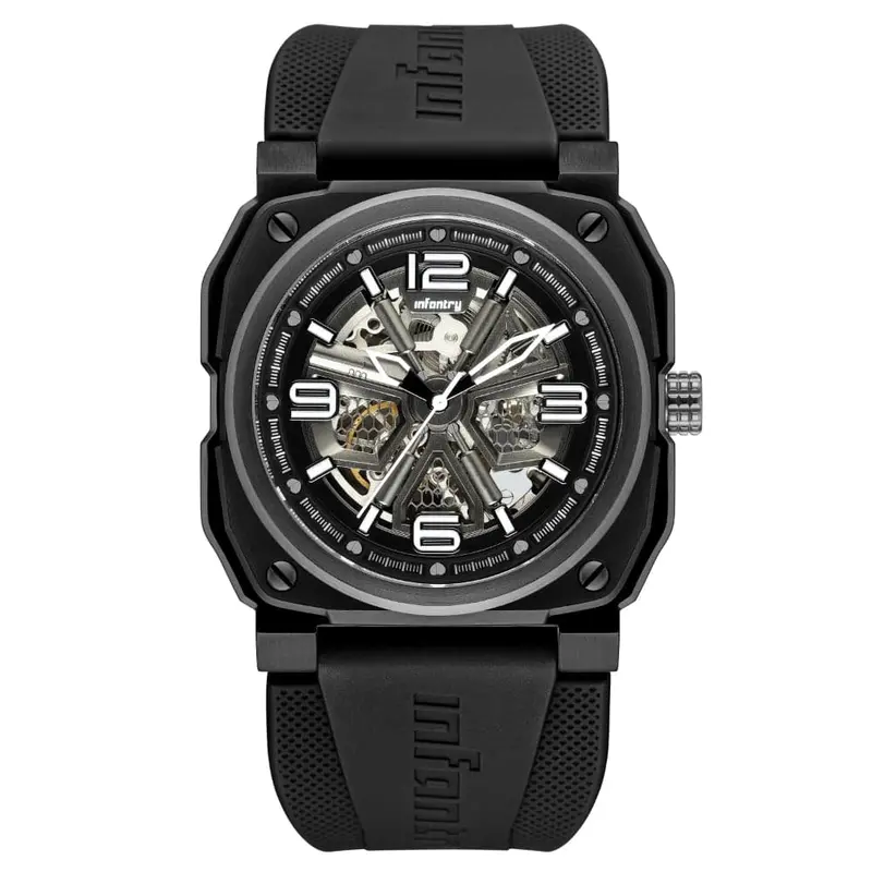 Infantry The Warrior Skeleton Dial Black Silicone Strap Men Watch Mod47-Fc-03 1
