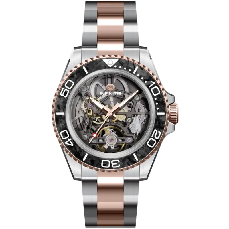 Infinitie Aquarist Silver With Rose Gold Stainless Steel Watch Rm-S1-02 1