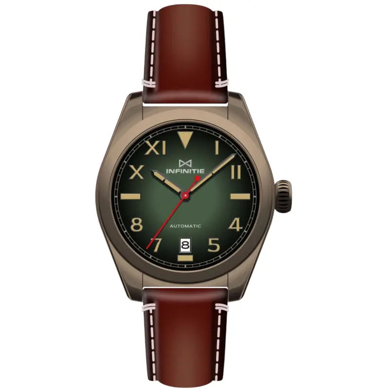 Infinitie Ovetto Black Dial Brown Leather Strap Watch Rm-R4-02 1