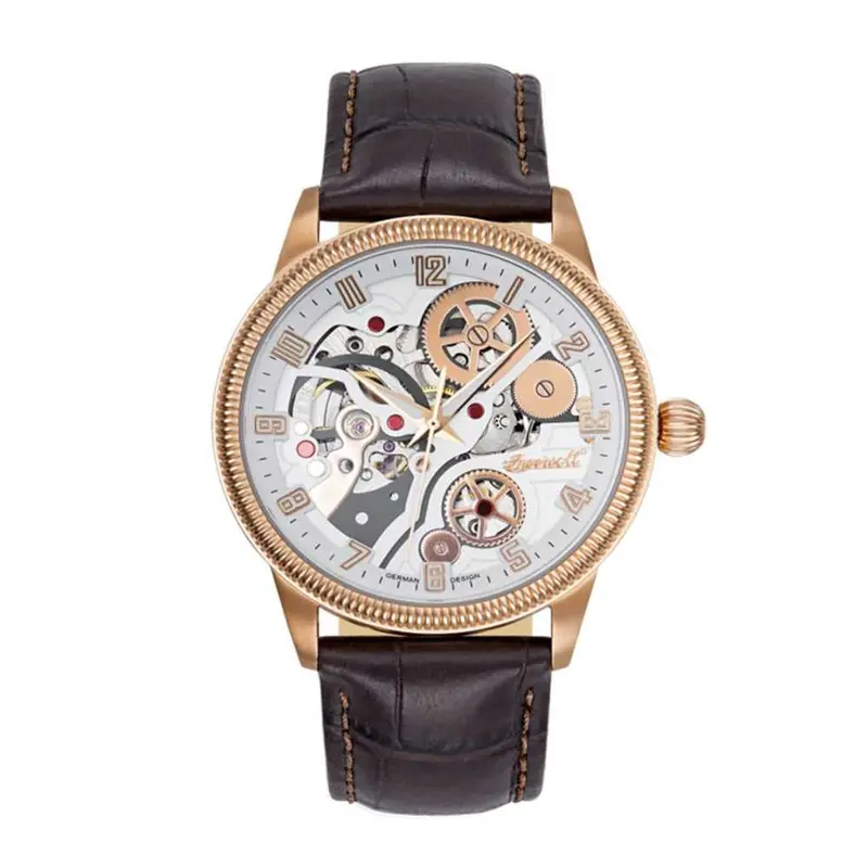 Ingersoll Becknalls Automatic Rose Gold Stainless Steel In7220rwh Brown Leather Strap Men's Watch 1