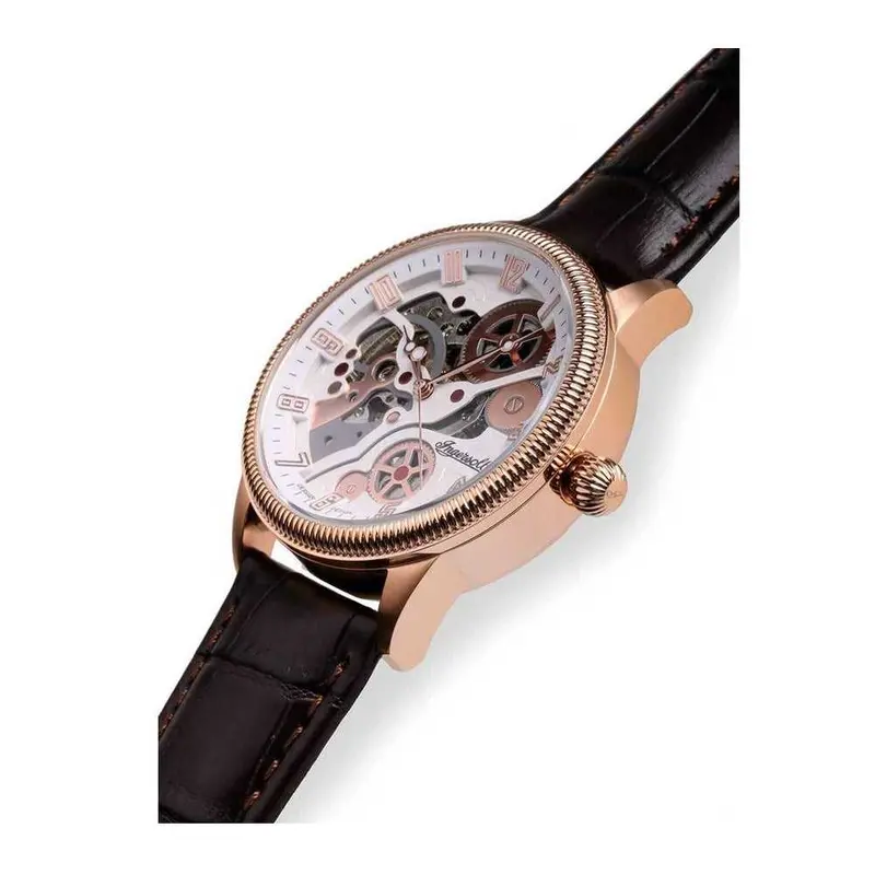 Ingersoll Becknalls Automatic Rose Gold Stainless Steel In7220rwh Brown Leather Strap Men's Watch 2