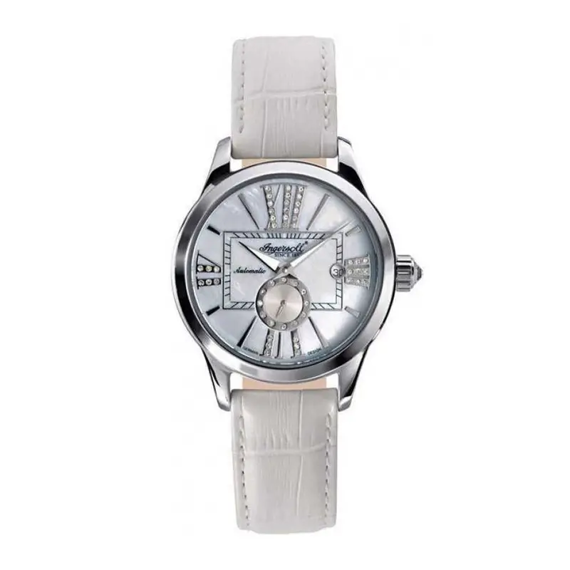 Ingersoll Destiny Automatic Silver Stainless Steel In5007wh White Leather Strap Ladies' Watch 1