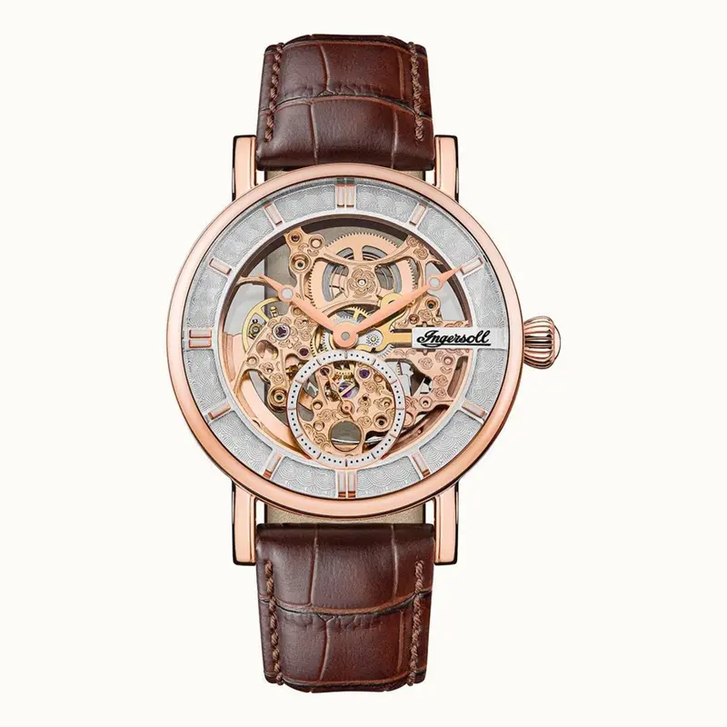 Ingersoll Herald Automatic I00401b Rose Gold Round Brown Leather Strap Men's Watch 1