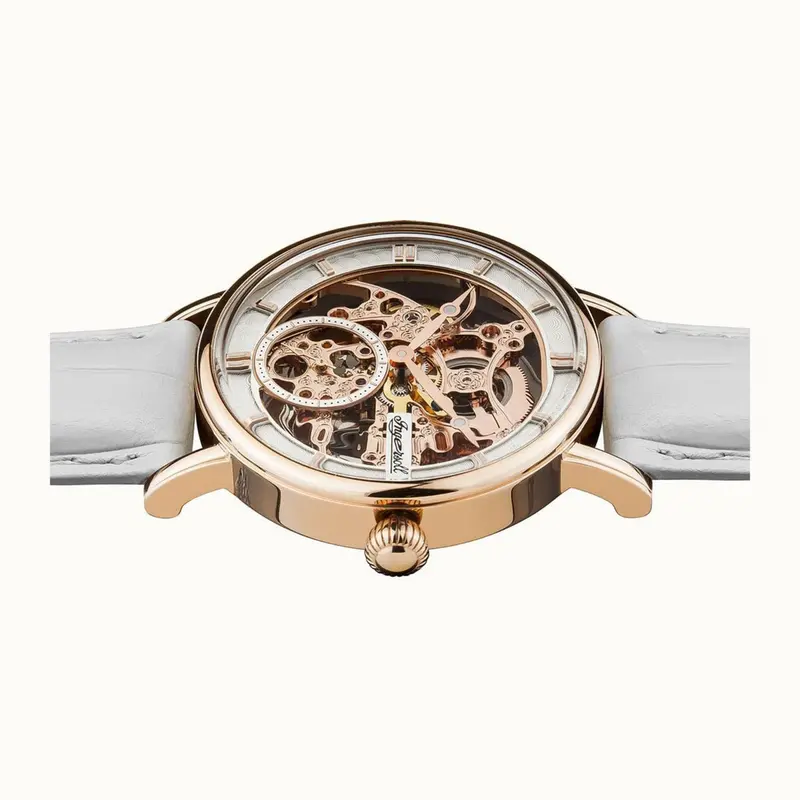 Ingersoll Herald Automatic I00404b Rose Gold Round White Leather Strap Men's Watch 2