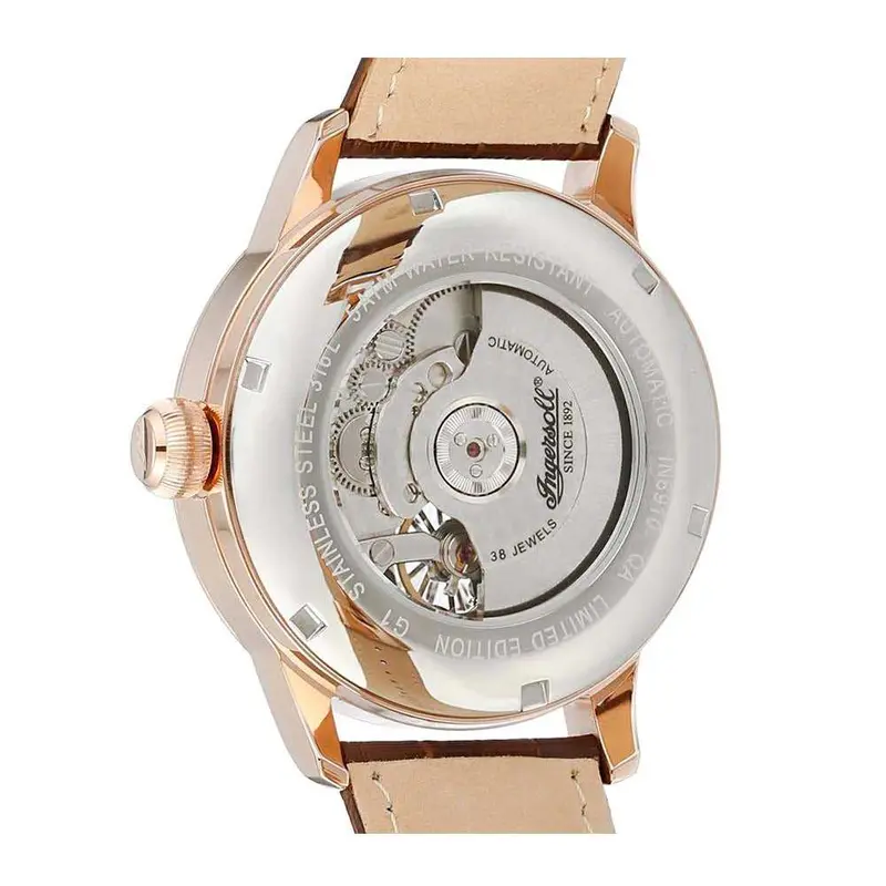 Ingersoll San José Automatic Rose Gold Stainless Steel In2001rwh Brown Leather Strap Men's Watch 2