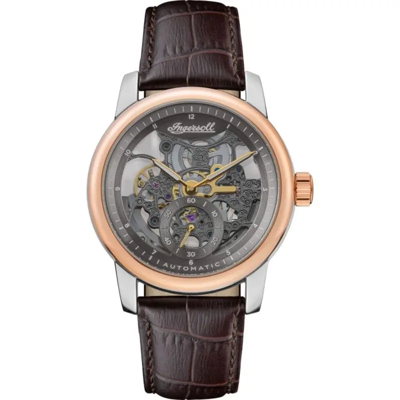 Ingersoll The Baldwin Automatic Rose Gold Stainless Steel I11001 Brown Leather Strap Men's Watch 1