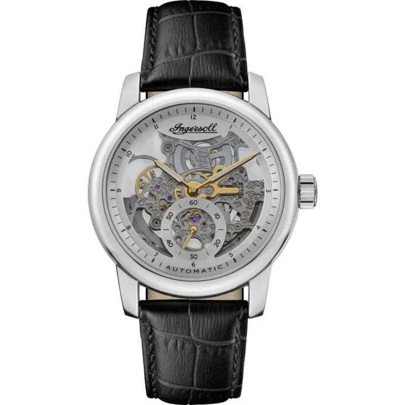Ingersoll The Baldwin Automatic Silver Stainless Steel I11002 Black Leather Strap Men's Watch 1