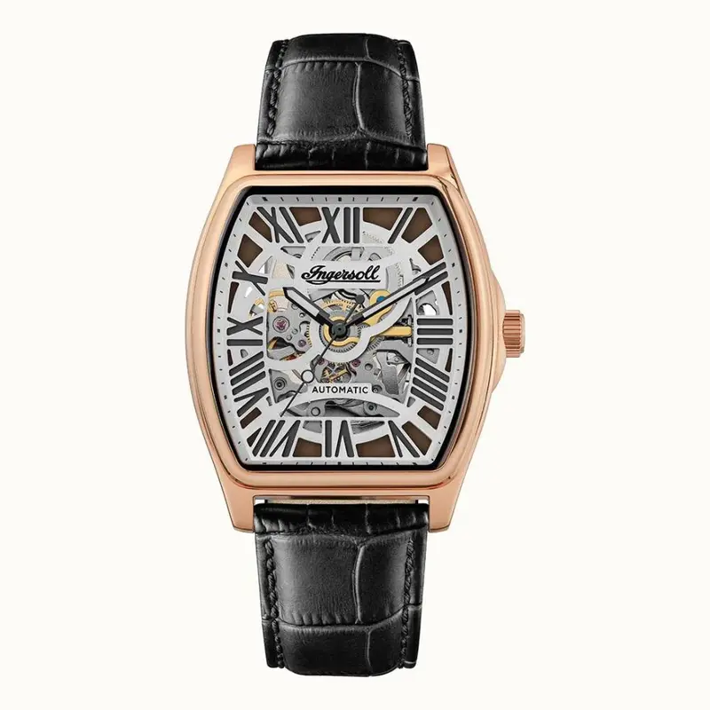 Ingersoll The California Automatic Skeleton Dial Black Leather Strap Men's Watch I14201 1