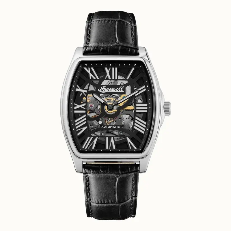 Ingersoll The California Automatic Skeleton Dial Black Leather Strap Men's Watch I14202 1