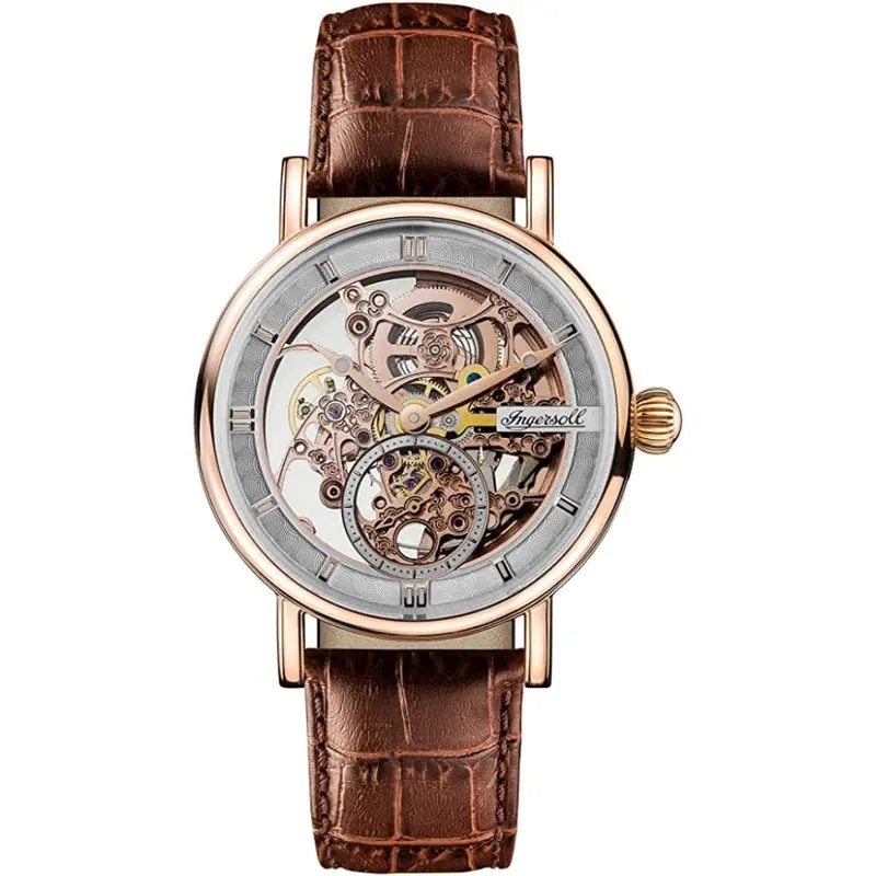 Ingersoll The Herald Automatic Gold Stainless Steel I00401 Brown Leather Strap Men's Watch 1