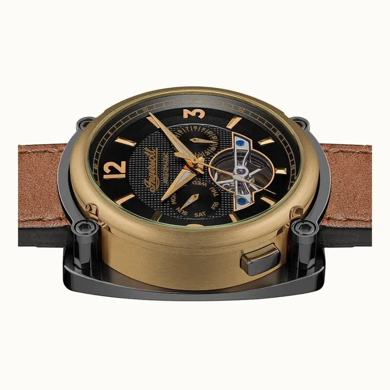 Ingersoll The Michigan Automatic Gold Stainless Steel I01104 Light Brown Leather Strap Men's Watch 2