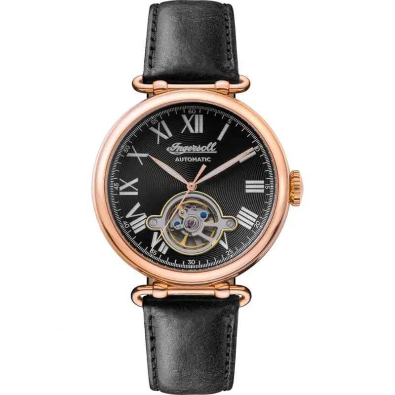 Ingersoll The Protagonist Automatic Rose Gold Stainless Steel I08903 Black Leather Strap Men's Watch 1