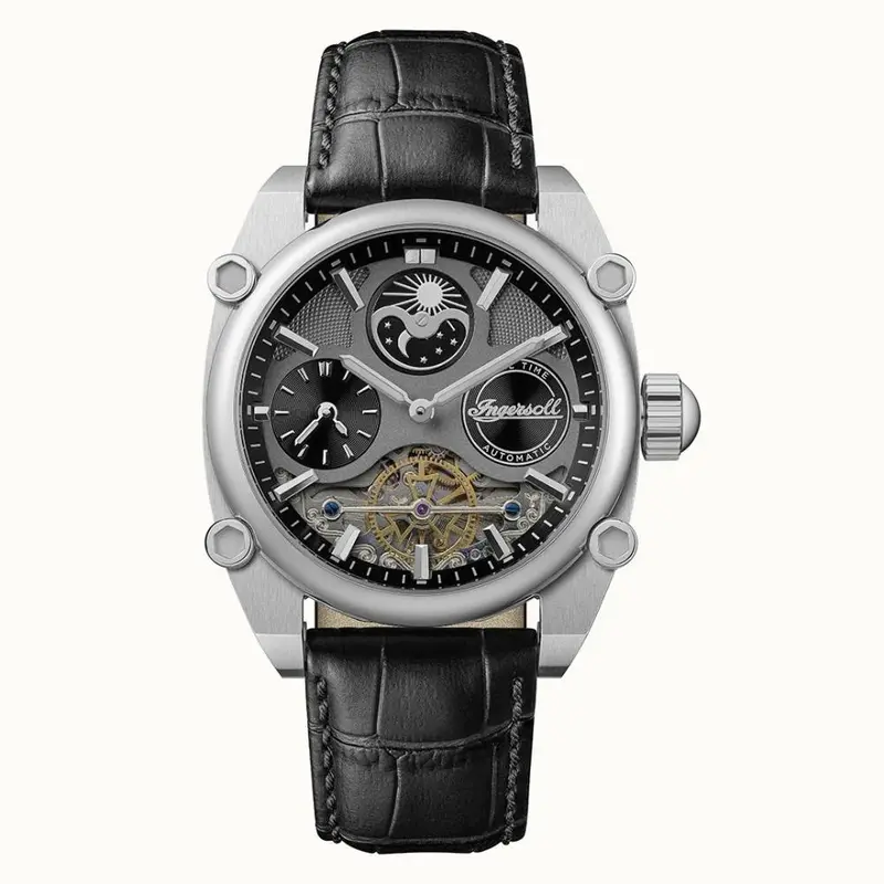 Ingersoll The Varsity Automatic Black Leather Strap Men's Watch I15402 1