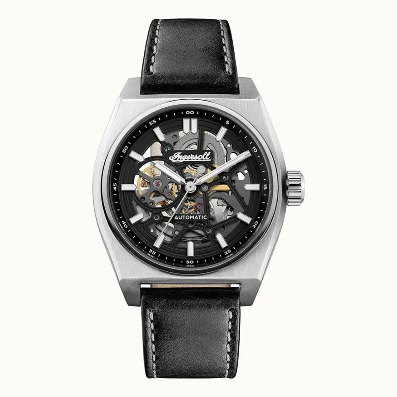 Ingersoll The Vert Automatic Skeleton Dial Black Leather Strap Men's Watch I14301 1