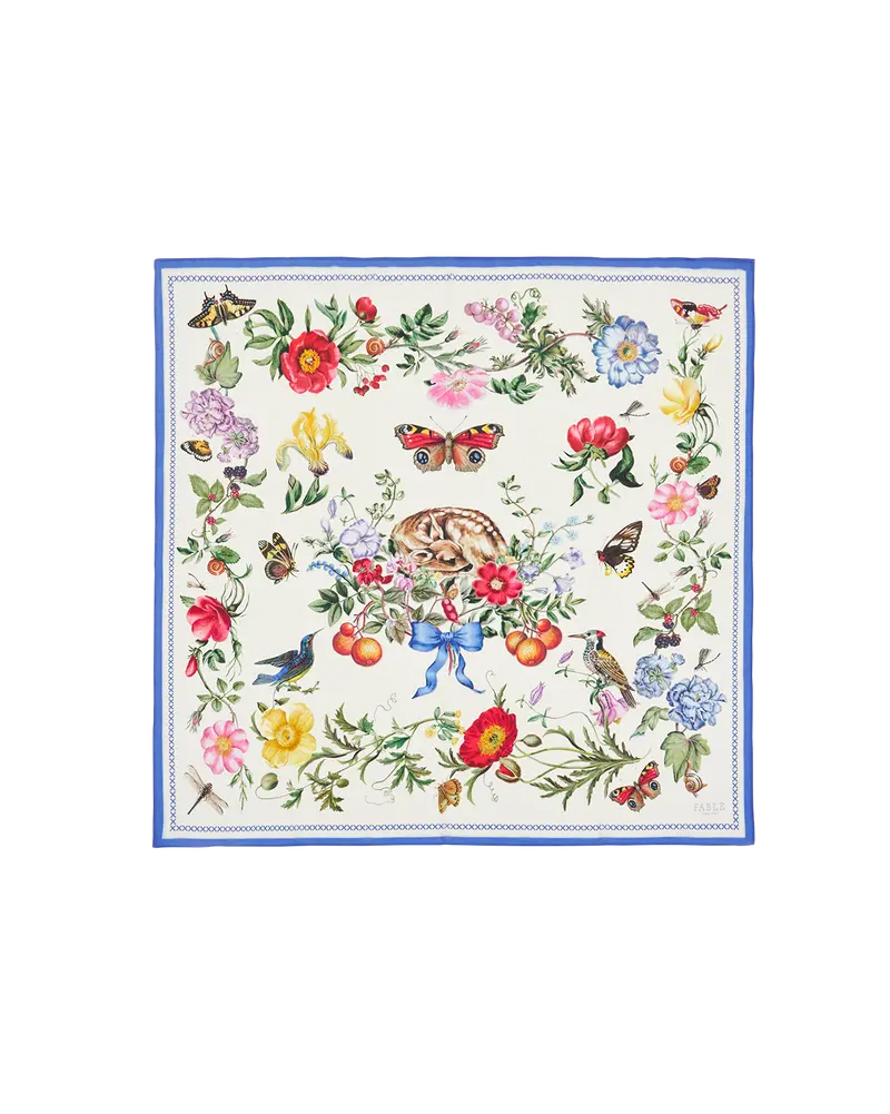 Ivory Agnes Tales Square Silk Blend Scarf 1