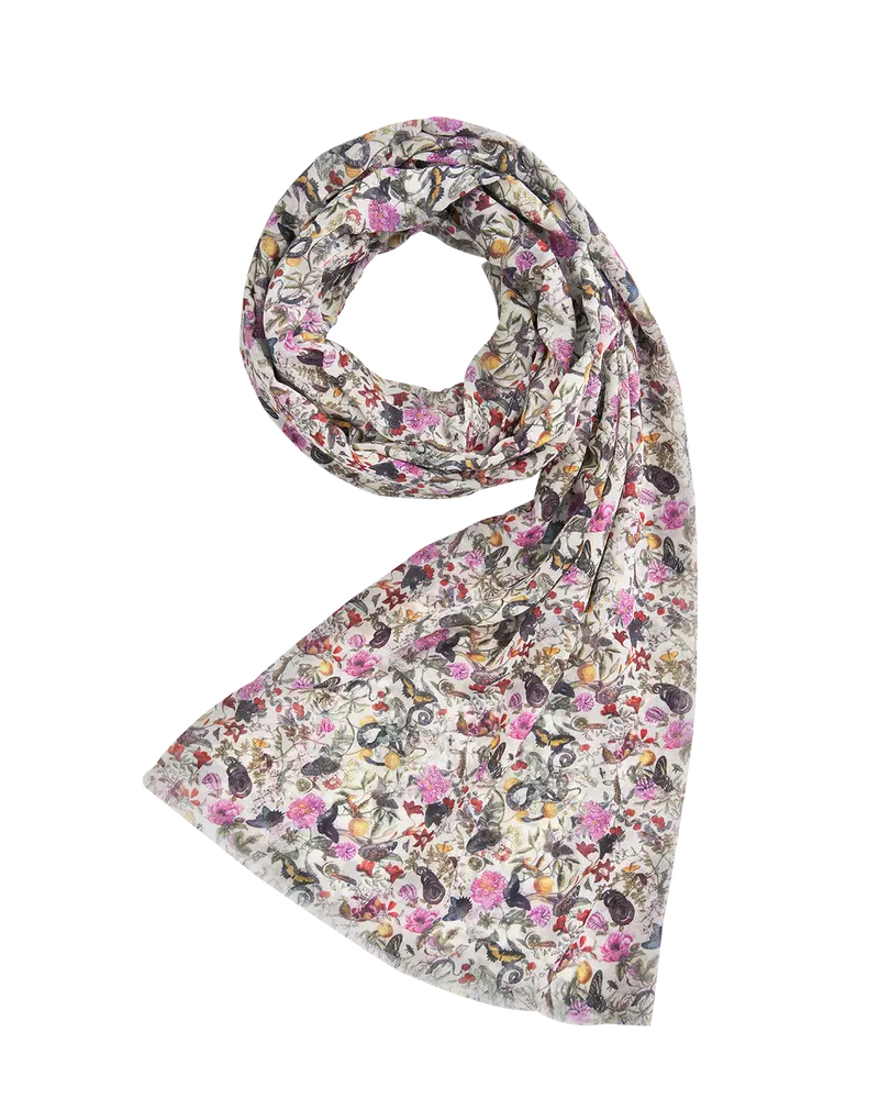 Ivory Floral Engravings Lightweight Scarf 1