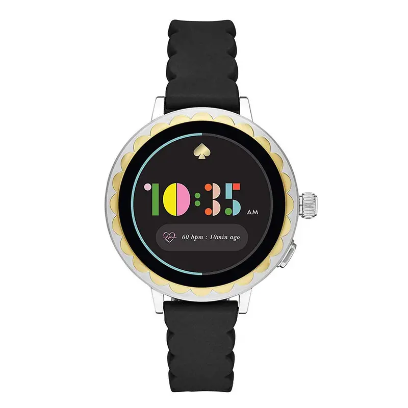 Kate Spade New York Scallop Rose Gold Stainless Steel Kst2008 Black Silicone Touch-Screen Women Smartwatch 1