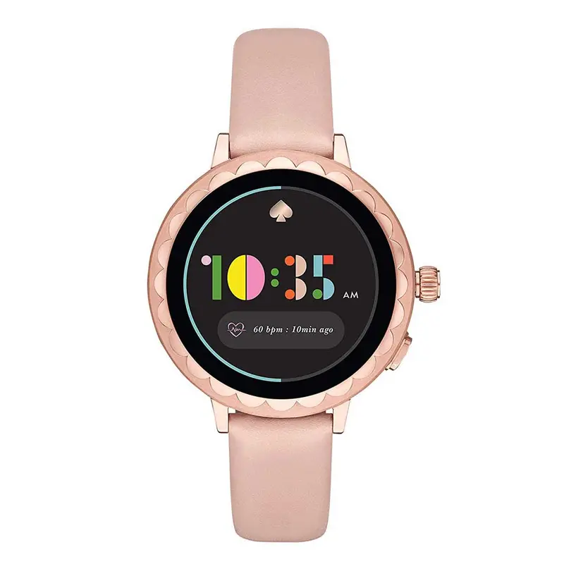 Kate Spade New York Scallop Rose Gold Stainless Steel Kst2009 Pink Leather Touch-Screen Women Smartwatch 1