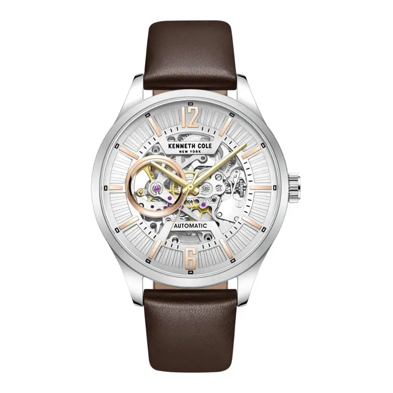 Kenneth Cole Automatic Brown Leather Men Watch Kcwge2232501 1