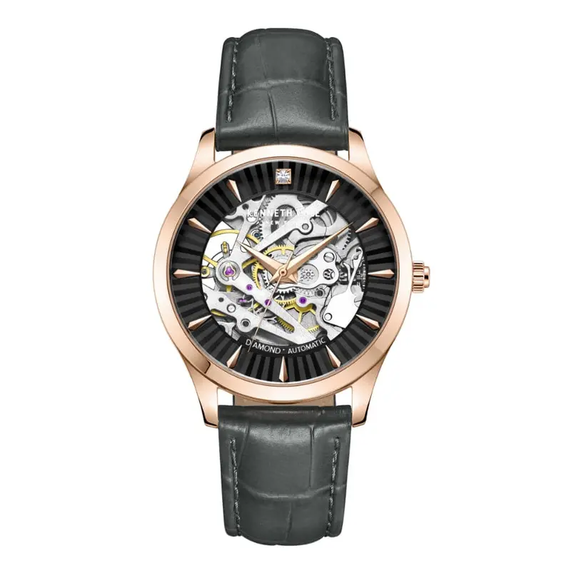 Kenneth Cole Black Dial With Black Leather Strap Unisex Watch Kcwle2235502 1