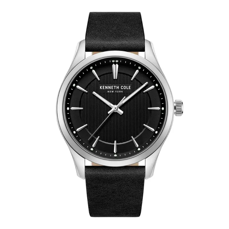 Kenneth Cole Black Dial With Black Leather Unisex Watch Kcwga2234504 1