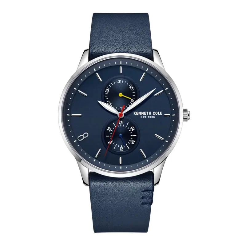 Kenneth Cole Blue Dial With Blue Leather Strap Unisex Watch Kcwgf2233402 1