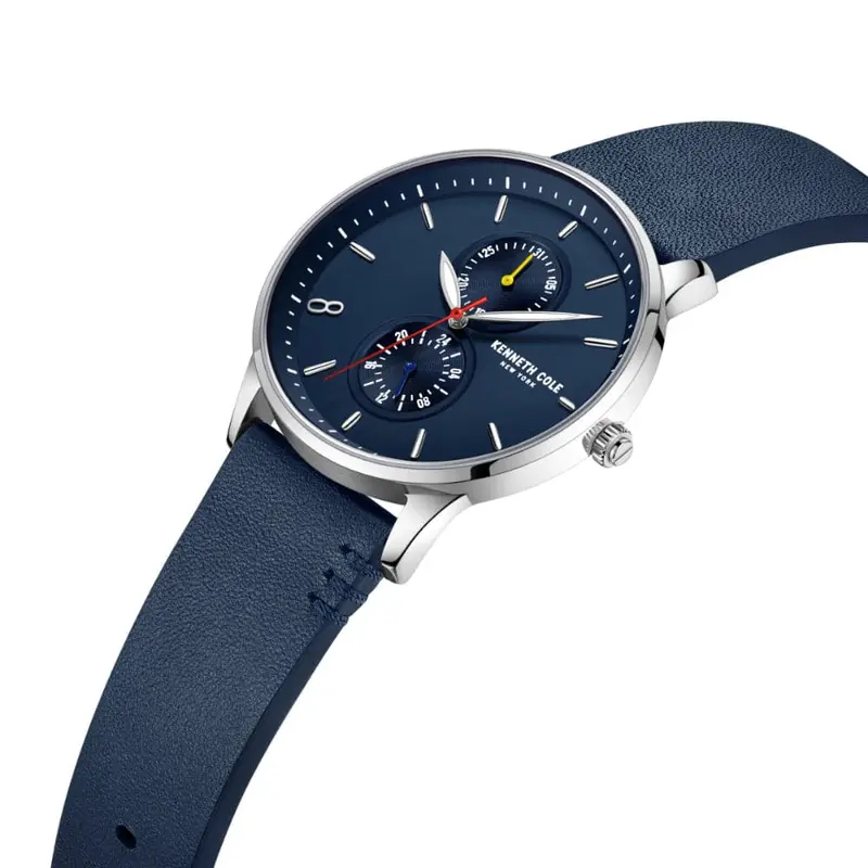 Kenneth Cole Blue Dial With Blue Leather Strap Unisex Watch Kcwgf2233402 2