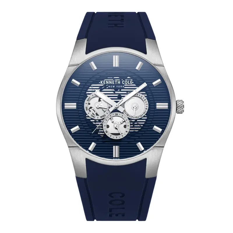 Kenneth Cole Blue Dial With Blue Silicone Strap Unisex Watch Kcwgq2234902 1