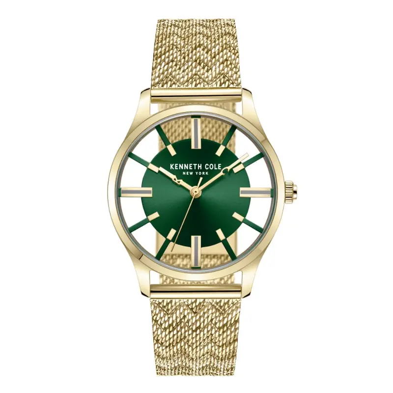 Kenneth Cole Green Dial With Gold Mesh Strap Women Watch Kcwlg2236902 1