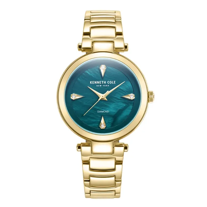 Kenneth Cole Green Dial With Gold Stainless Steel Women Watch Kcwlg2236303 1