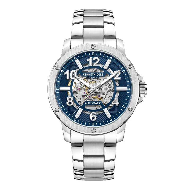 Kenneth Cole New York Blue Dial Silver Stainless Steel Strap Men Watch Kcwgl0013102 1
