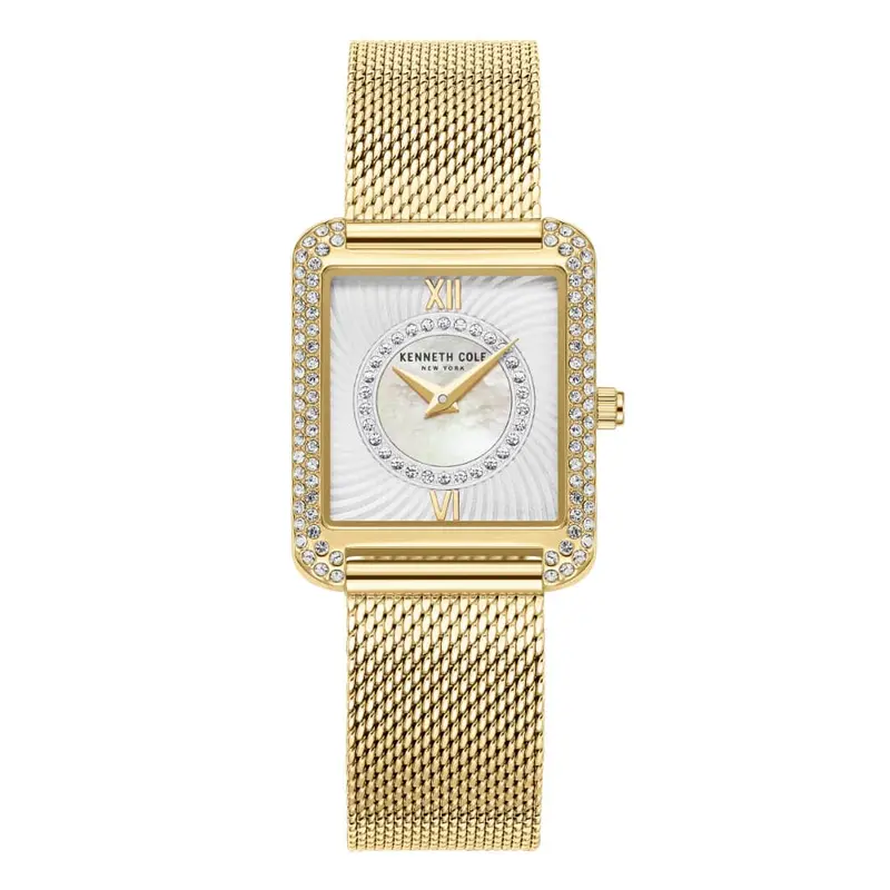 Kenneth Cole Silver Dial With Gold Mesh Strap Women Watch Kcwlg2238003 1