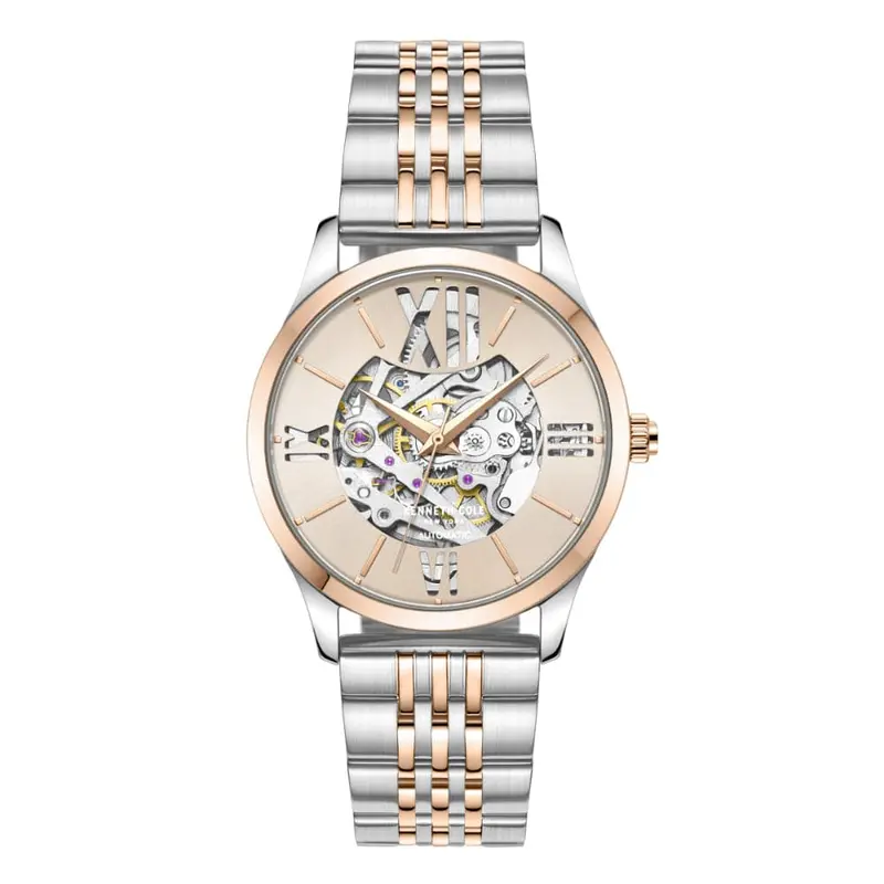Kenneth Cole Skeleton Dial With 2 Tone Stainless Steel Men Watch Kcwll2235603 1