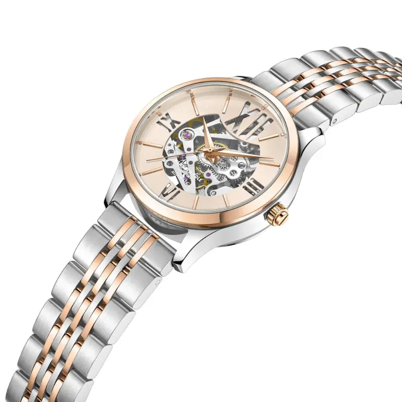 Kenneth Cole Skeleton Dial With 2 Tone Stainless Steel Men Watch Kcwll2235603 2
