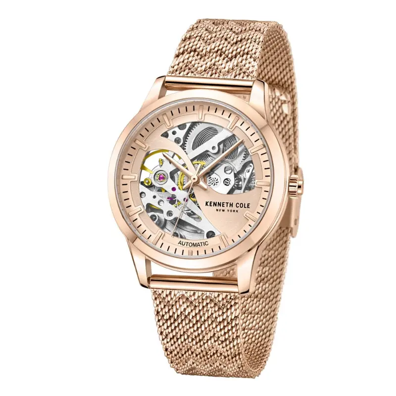 Kenneth Cole Skeleton Dial With Rose Gold Mesh Strap Unisex Watch Kcwll2235702 2