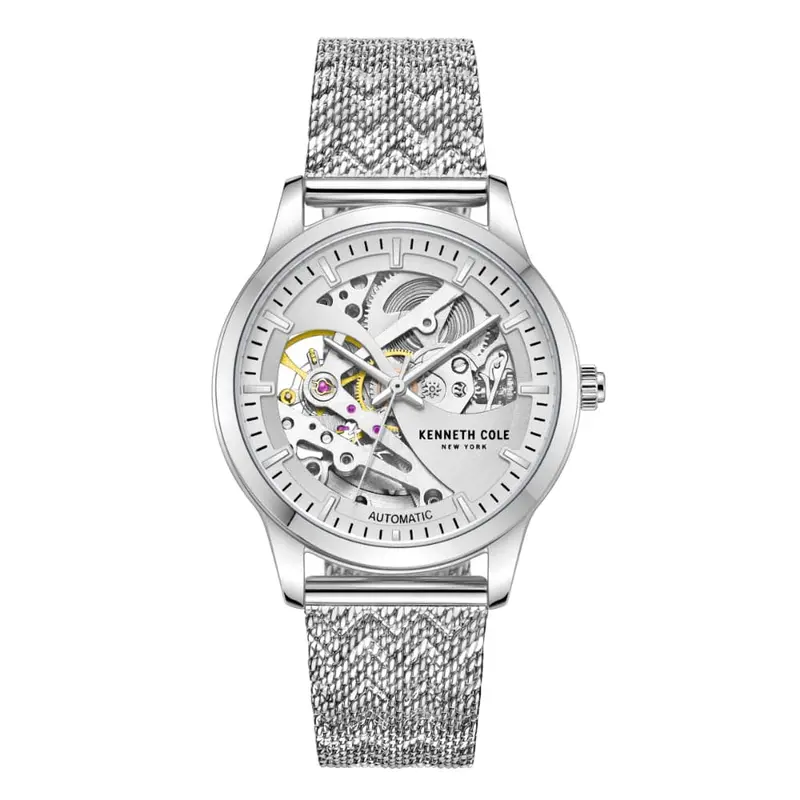 Kenneth Cole Skeleton Dial With Silver Mesh Strap Unisex Watch Kcwll2235703 1
