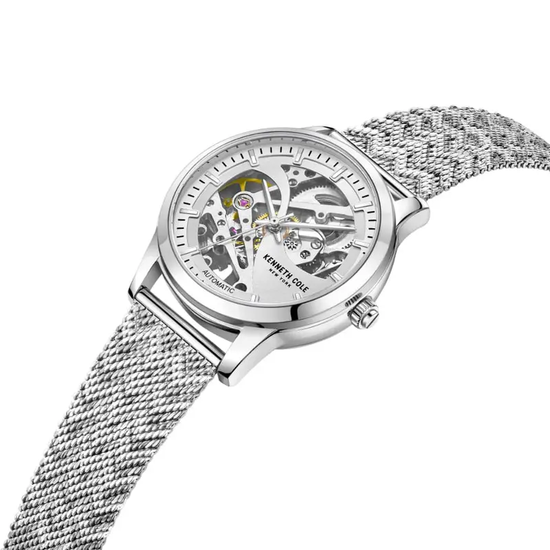 Kenneth Cole Skeleton Dial With Silver Mesh Strap Unisex Watch Kcwll2235703 2