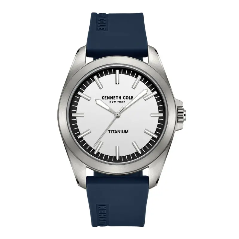 Kenneth Cole White Dial With Blue Silicone Strap Unisex Watch Kcwgm2238801 1
