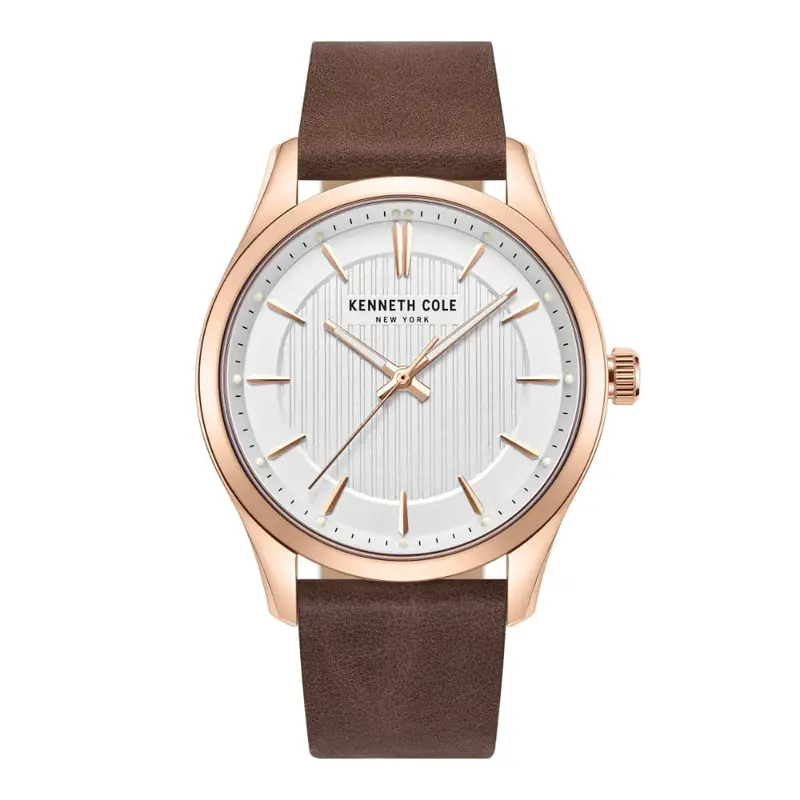 Kenneth Cole White Dial With Brown Leather Unisex Watch Kcwga2234505 1