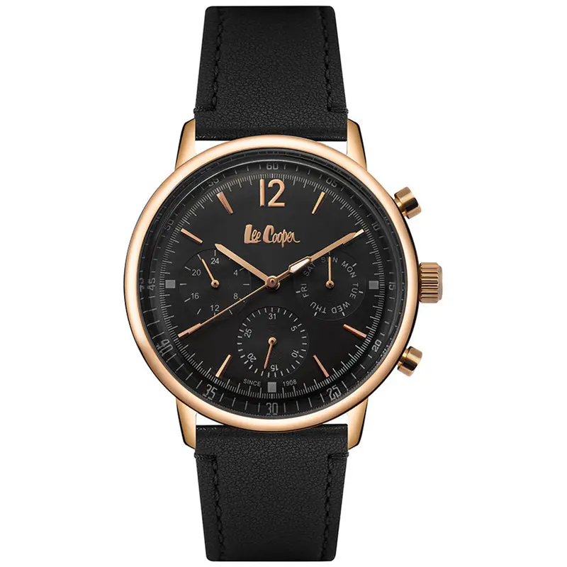 Lee Cooper Black Leather Strap Men Watch Lc06953.451 1