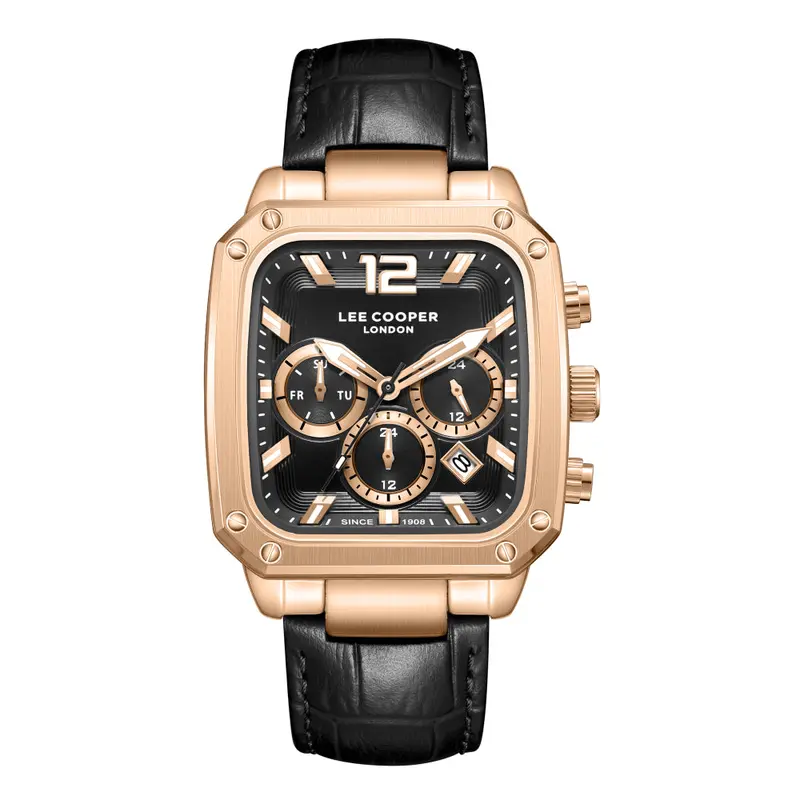 Lee Cooper Black Leather Strap Men Watch Lc08184.451 1