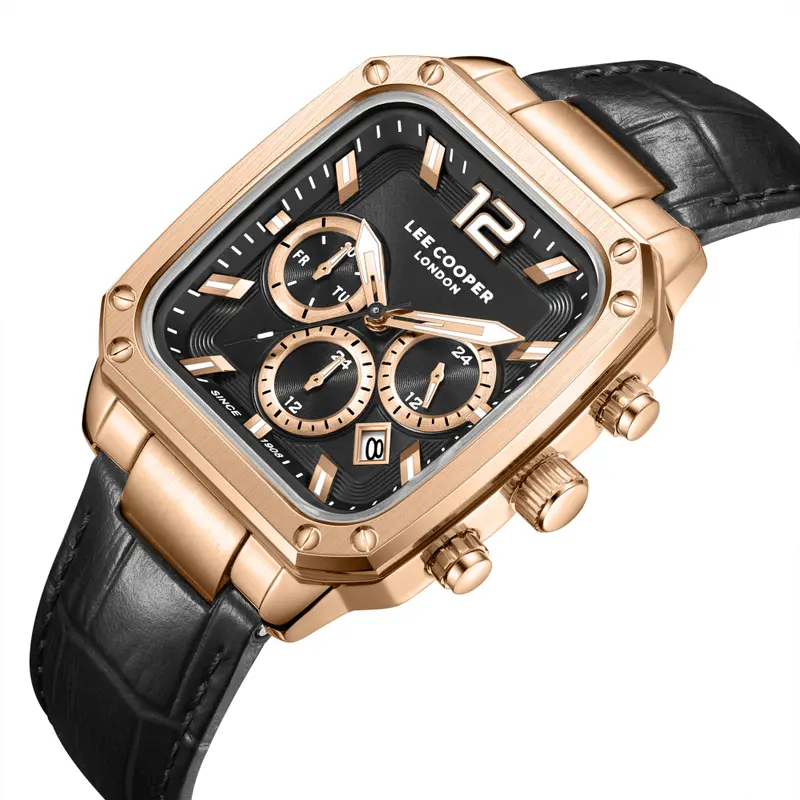 Lee Cooper Black Leather Strap Men Watch Lc08184.451 2